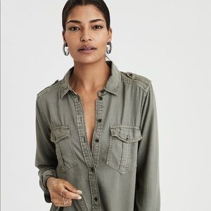 Olive Chambray button up